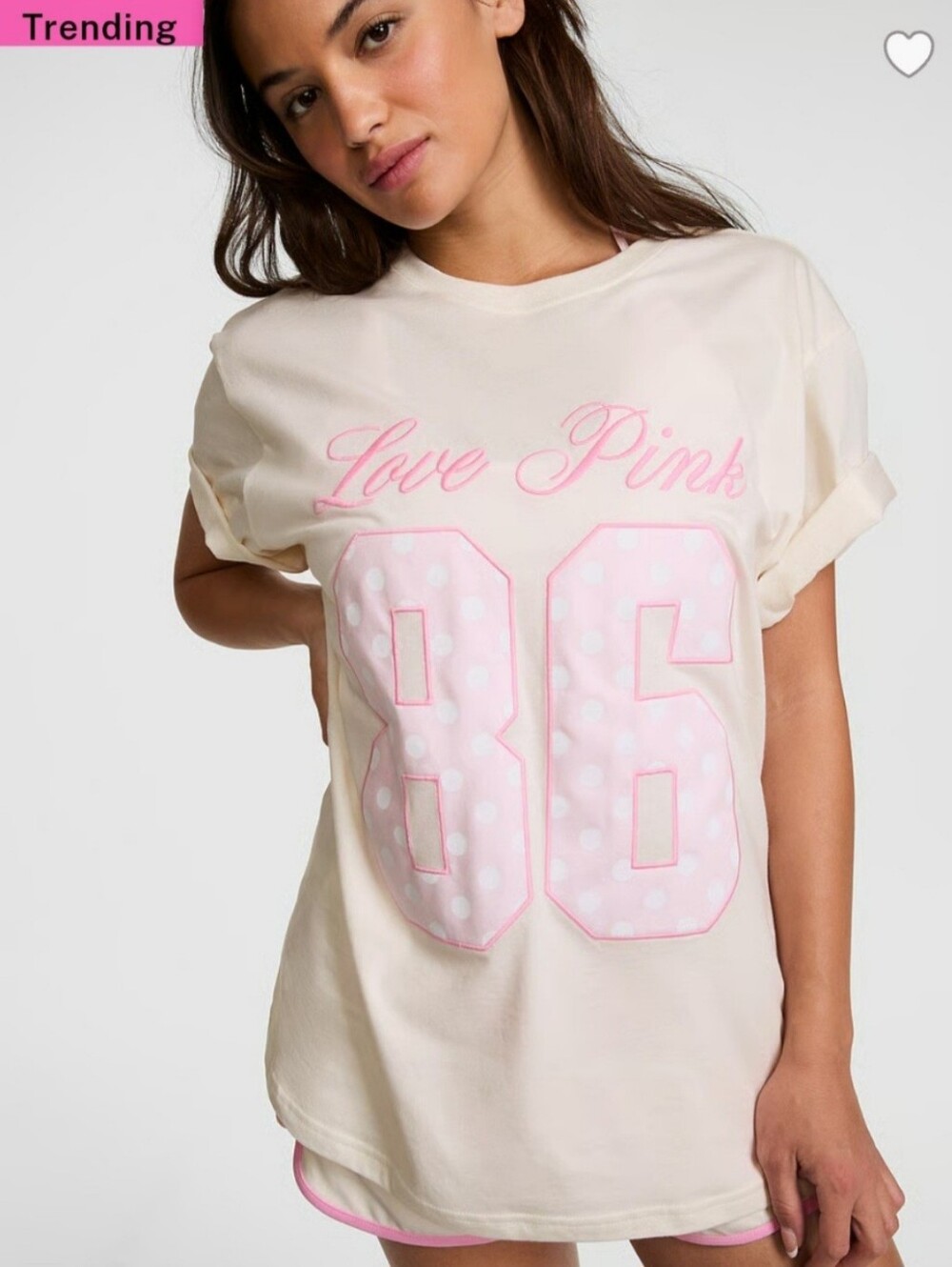 VS PINK Cozy White Campus Cotton Tee Size Med NWT